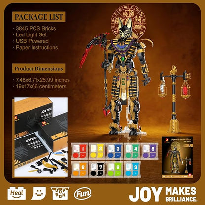 JMBricklayer Anubis Mythical Building Set for Adults Ancient Egyptian God Building Blcoks Collectible Mech Model Kits for Home Office Decor Large Display Statue Gifts for Men &amp Mythology Lovers