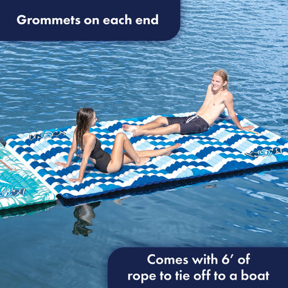 Wow Sports Inflatable Water Walkway Mat - Palm Leaf - 10 x 6 ft - Connects to Boats & Other Mats - for Kids & Adults