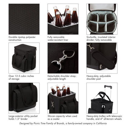 NFL Los Angeles Chargers Insulated Cellar 6-Bottle Wine Carrier & Cooler Tote with Trolley