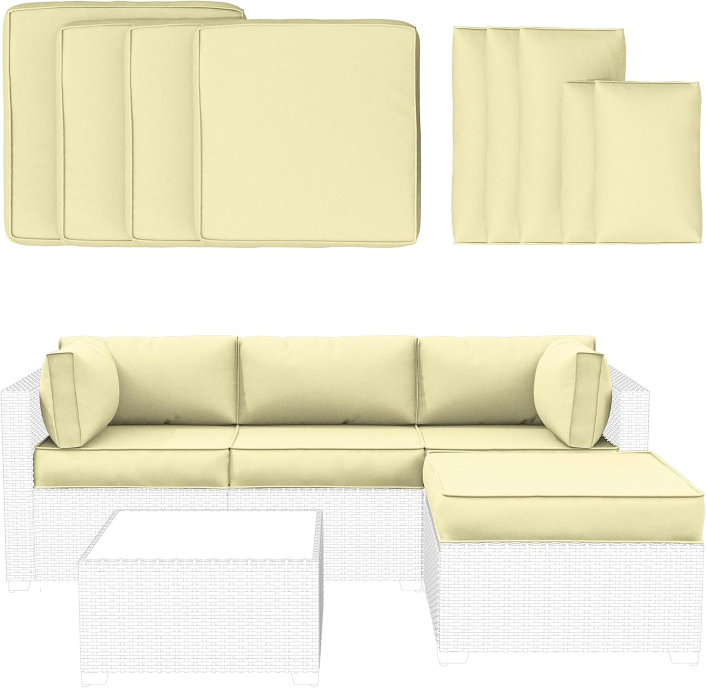 Regine Switzerland Outdoor Patio Furniture Cushion Covers - Waterproof & Fade-Resistant | 9-Piece Set