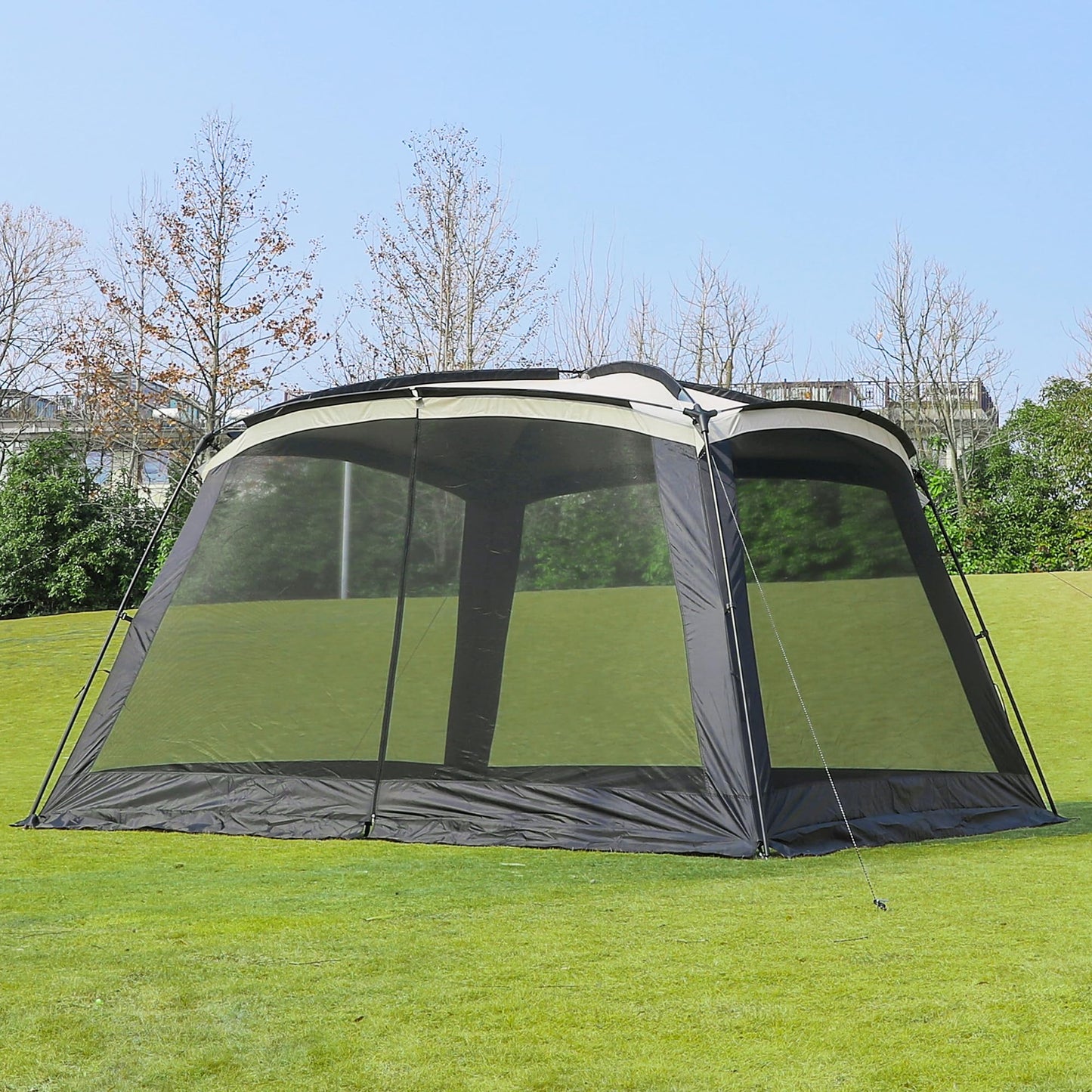 GREGIN Screen House Room 11x11 Ft Mesh Net Tent Canopy Shelter Gazebo, Easy Setup & Waterproof & Sunshade, Suitable for Camping Trip, Backyard, Beach, Picnic - Sand