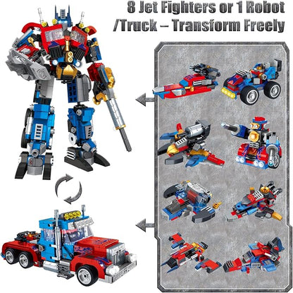 Transforming Robot Building Sets Easter 8 in 2 Robot Vehicle Models 769 PCS Creative Assembly Display Gift Christmas Birthday Ages 14+