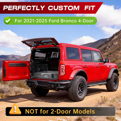 syhvu MagicBox Car Trunk Organizer for 2021-2025 Ford Bronco 4-Door, Heavy-Duty PE Storage Drawer with Hidden Lock, Fold-Flat SUV Sleeping Platform & Cargo Management System