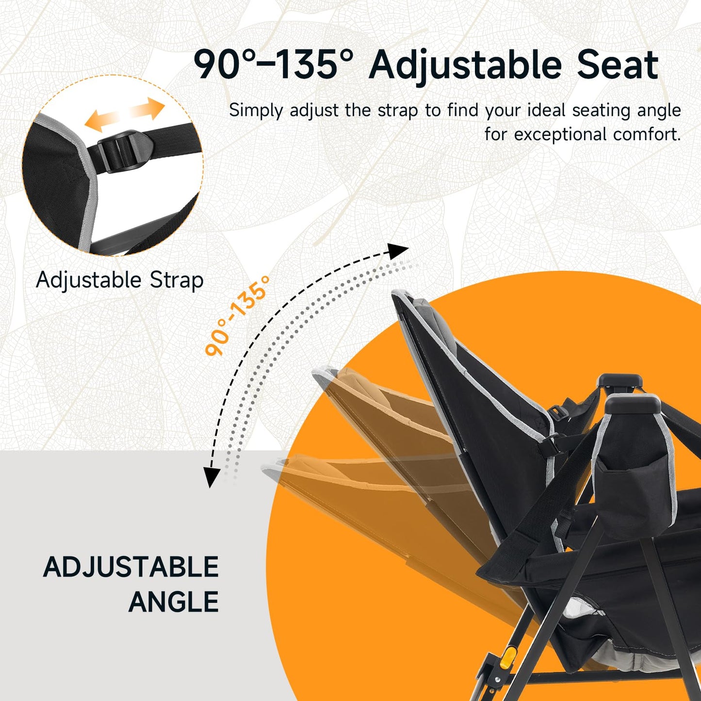 Hammock Camping Chair Set of 2 with Adjustable Backrest, 400lbs Heavy Duty Portable Swing Chair Outdoor with Headrest and Cup Holder, Foldable Camping Chair for Camping, Travelling, Patio, Lawn, Black