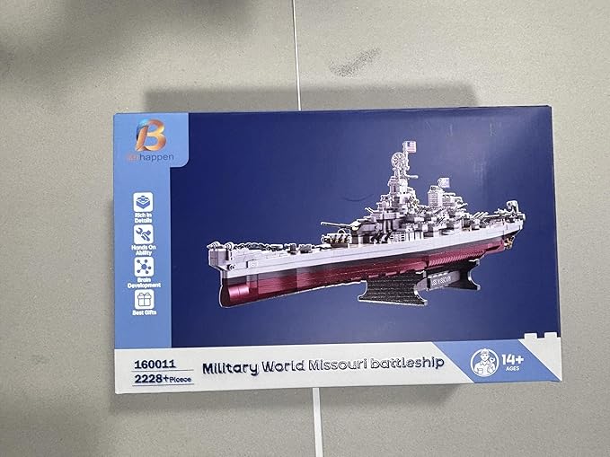Missouri Battleship Building Kits for Adult Boys (2228 Pieces) - Large Military World-Class Missouri Battleship Model for Home Office Collection Birthday Gifts for Building Blocks Lover