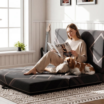 CozyMine Trifold Mattress Queen Size - 4 Inch Foldable Memory Foam Mattress, Washable Cover and Non-Slip Design, Portable Folding Floor Guest Bed Camping RV Travel Pad, Easy to Store, 78" x 58" x 4"