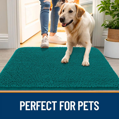 OLANLY Dog Door Mat - Absorbent Non-Slip Washable Doormat for Muddy Paws | 36x24, Lake Blue