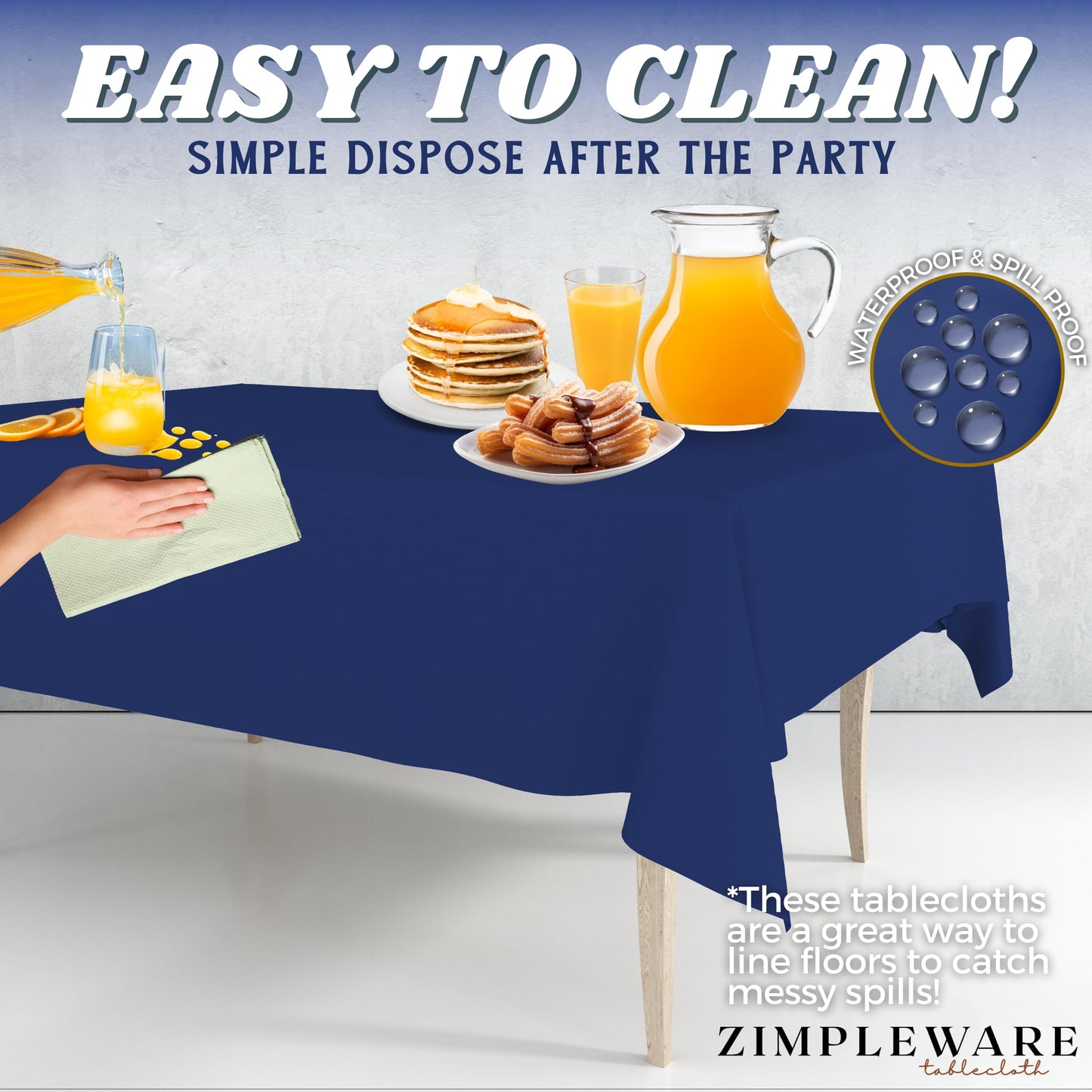 Zimpleware Navy Blue Standard Disposable Plastic Party Tablecloth [12-Pack] 54 x 108” Rectangle Table Cover for Indoor & Outdoor Use by