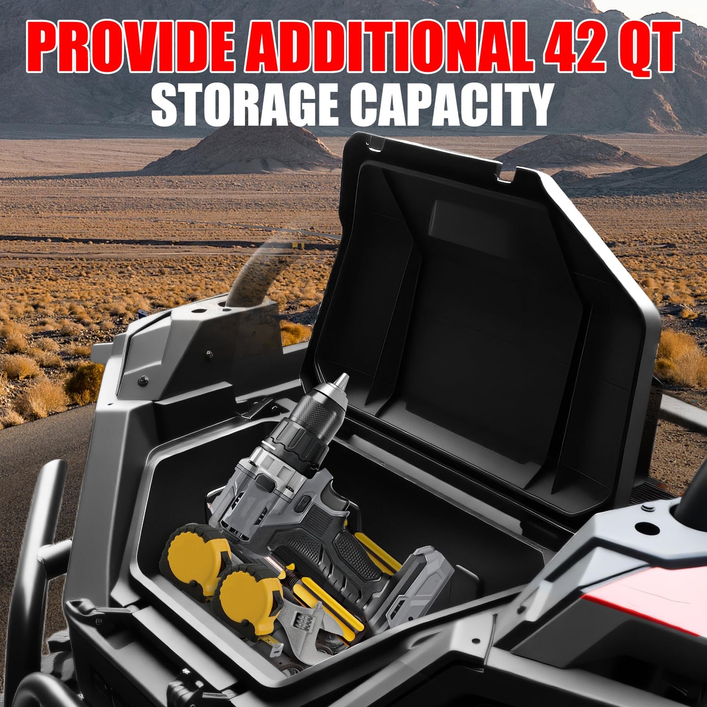 XATVXUTV 42QT UTV Rear Cargo Storage Box for Polaris RZR PRO XP/XP4, Water Resistant Dust Free Rear Bed Tool Box for Polaris RZR Turbo R/R4 RZR PRO S/S4 2020-2025 Accessories, Replace OEM #2883752