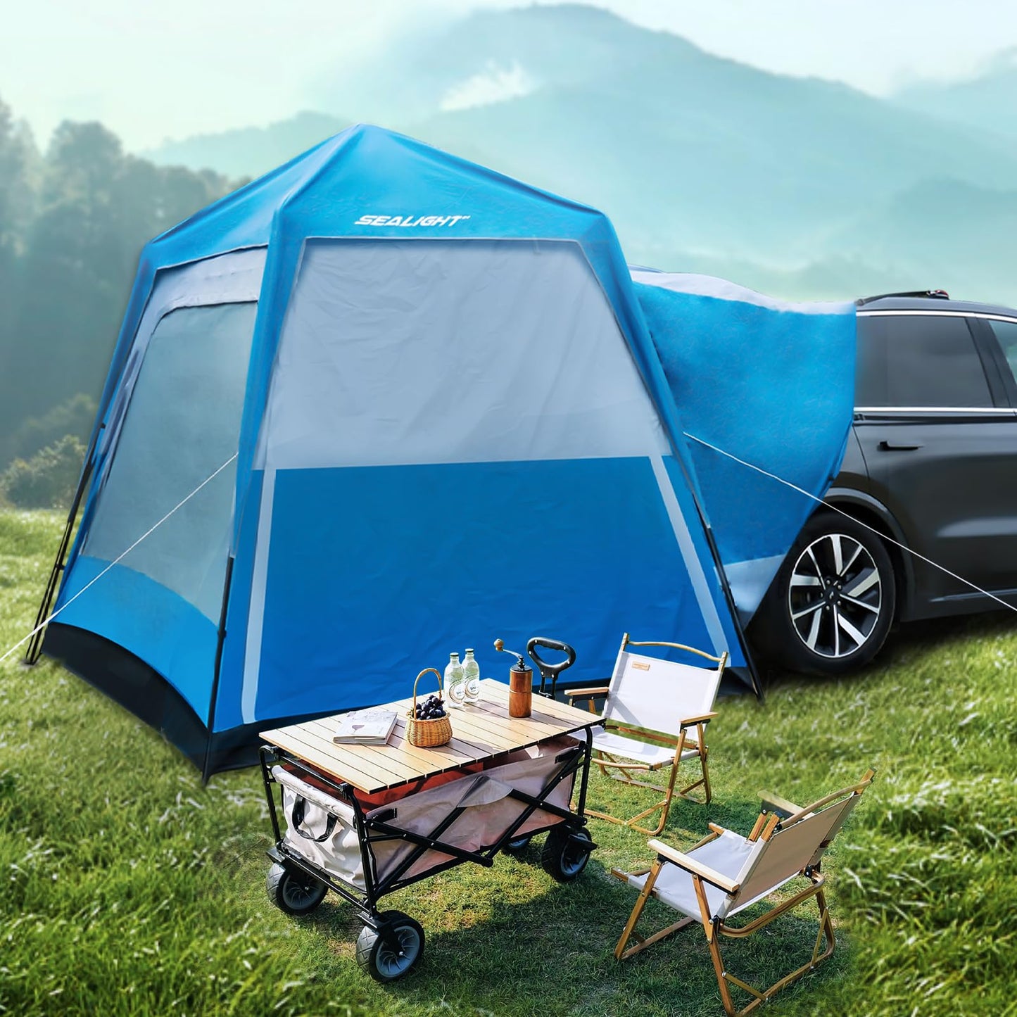 SEALIGHT 4-6 Person SUV Tent, Person Family Camping Tent - Instant Setup Double Layer Waterproof Camping Tents with Storage Bag