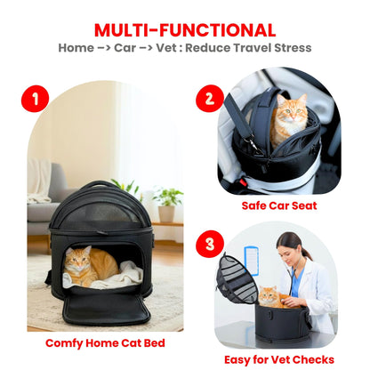 PawsInCar Crash-Tested 3-in-1 Portable Small Dog Car Seat, Cat Bed & Pet Carrier – CPS Certified for Crash Protection & Safe Travel