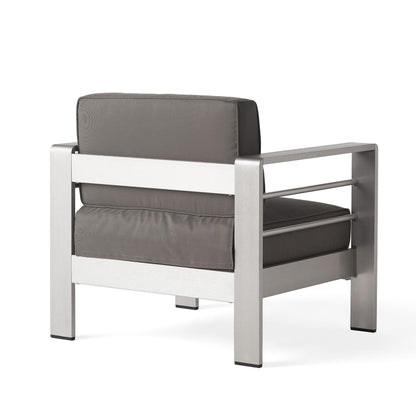 Christopher Knight Home Cape Coral Outdoor Chat Set with Fire Table, 5-Pcs Set, Khaki / Dark Grey