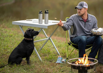 ALPS Mountaineering Folding Camping Table with Smooth Easy-to-Clean Roll Top and Sturdy and Lightweight Aluminum X Frame, Shoulder Carry Bag, Square, Silver - New