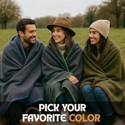 Wool Camping Blanket 10-Pack - 70% Wool Heavy-Duty Military Style Throw, Warm & Washable, Fire Retardant Cover for Emergency, Survival & Outdoor Use – For Camping, Car, Home & Hiking, Grey 66x90
