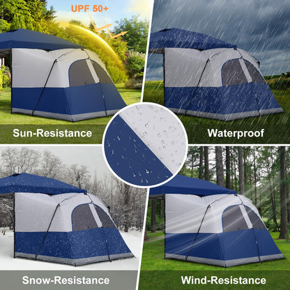 KAMPKEEPER Canopy Side Tent,4-6 Person Camping Cube Tent for 10x10 Pop Up Canopies,Easy Up Gazebo with Window,Compatible with 10' Wide Canopy Tents (Navy Blue)