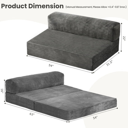 Winzoo 4-in-1 Folding Sofa Bed – Memory Foam Convertible Sleeper Chair with Pillow, No Assembly Required for Apartment, Guest Room, Camping