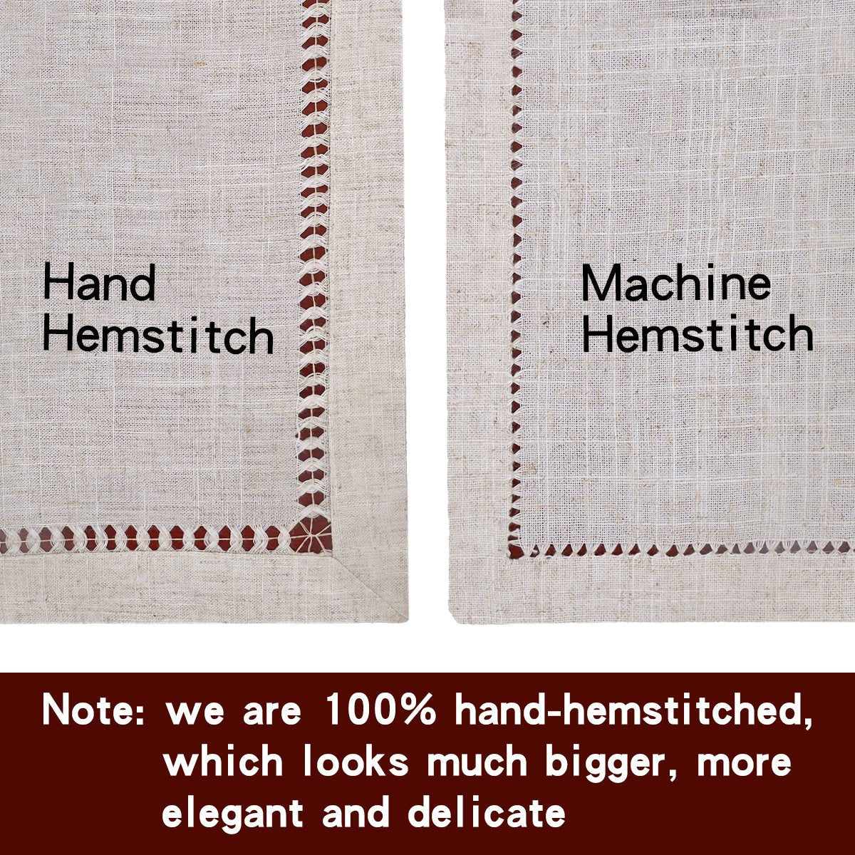 Grelucgo Handmade Hemstitch Beige Table Runner Or Dresser Scarf, Rectangular 14 by 48 Inch