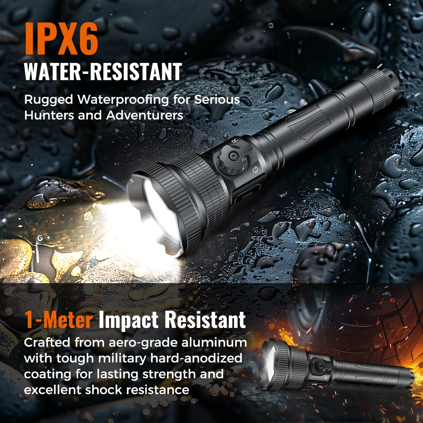 Brinyte T28 LED Zoomable Hunting Light, 3 Color in 1(Red, Green, White) Rechargeable Predator Flashlight with Pressure Switch Mount, IP66 Waterproof Coyote Light for Hogs Coon Varmint Hunting