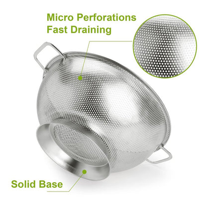 Gulex Colander Stainless Steel 3-Quart, Strainer for Kitchen Food, Dishwasher Safe