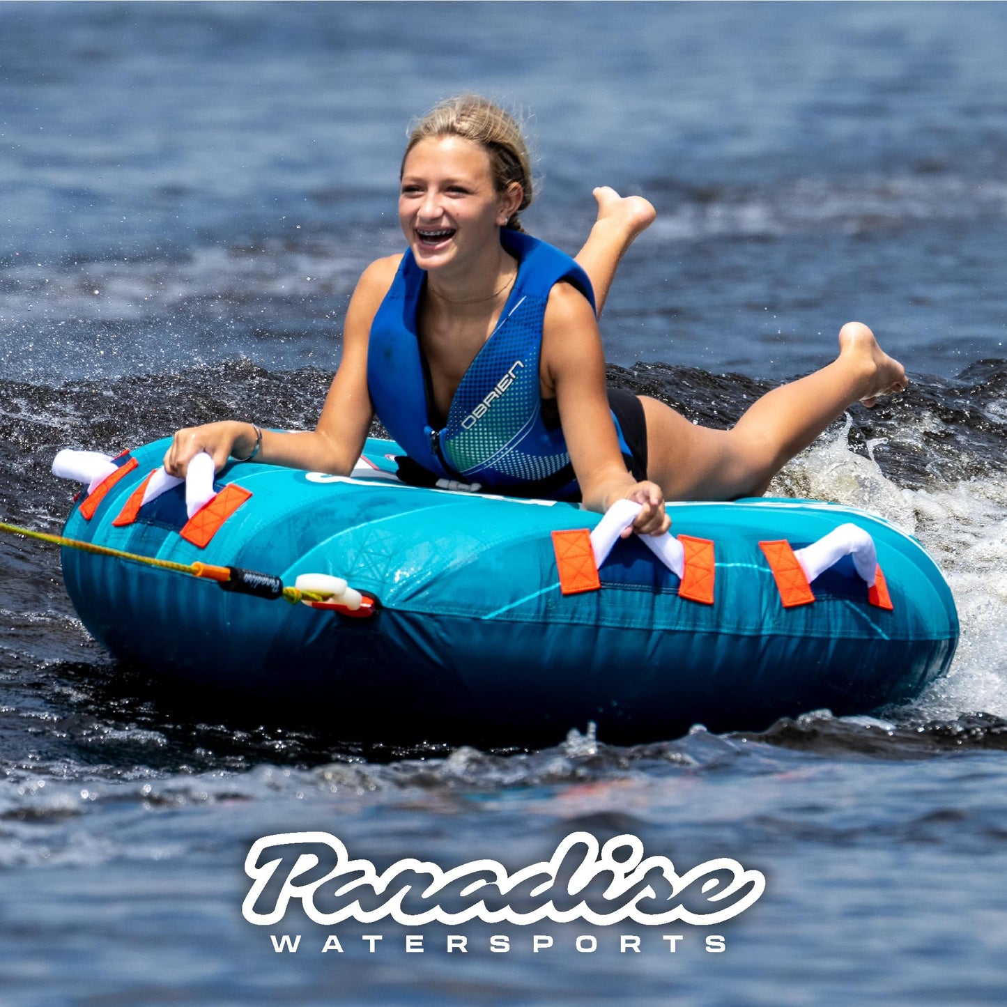 NorEast Outdoors Paradise Water Sports - Oasis Towable Tube for Boating - 1 Rider, Teal/Red