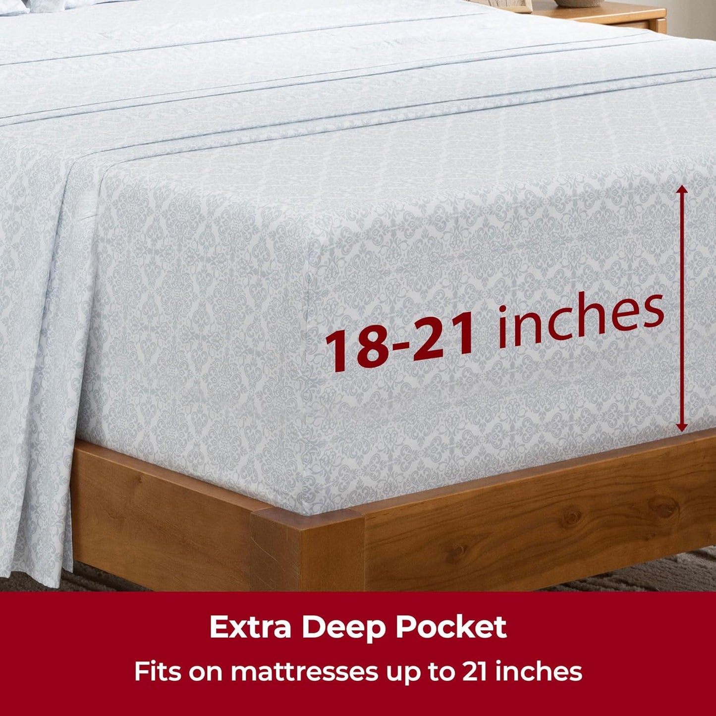Mellanni Extra Deep Twin Sheets - Hotel Luxury Bedding Set | Ultra Soft, Cooling & Stain Resistant (Laced Sky Blue)