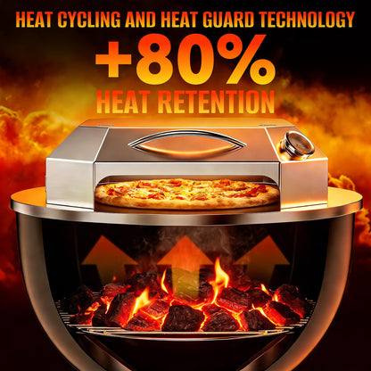 Onlyfire Stainless Steel Pizza Oven Kit for 22 Inch Charcoal Kettle Grilll - Outdoor Grill Top Pizza Oven Kit, Pizza Maker Tool Set Including Pizza Chamber, Pizza Stone, Pizza Peel and Thermometer