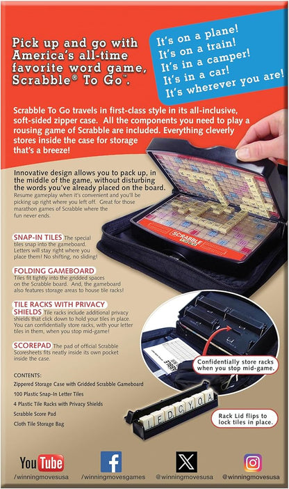 Scrabble to Go by Winning Moves Games USA a Travel Version of The World's Favorite Word Game for 2 to 4 Players Ages 8+ (1202)