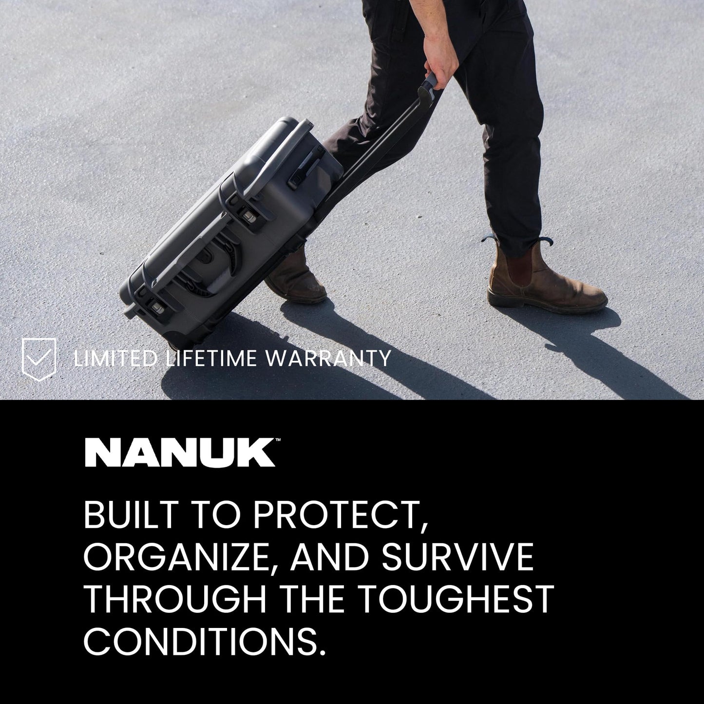 NANUK 935 Hard Case with Padded Divider – Waterproof Equipment Case with Wheels, 22” x 14” x 9” – Dustproof and Impact Resistant, Airline Carry-On Approved – Black