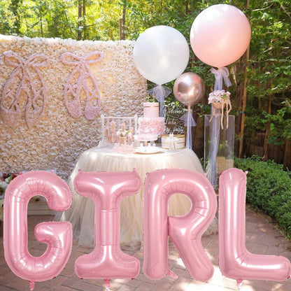 40 Inch Pastel Pink GIRL Balloons, Large Pearl Pink Girls Balloon Letters, Light Pink GIRL Mylar Banner Sign Alphabet Balloon for Girls Birthday Baby Shower Gender Reveal Party Decoration Supplies