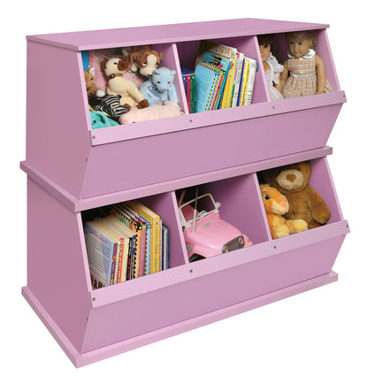 Badger Basket Stackable 3-Bin Storage Cubby - Modular Toy and Craft Organizer with Wide Mouth Bins, Expandable Design, Solid Panel Construction - Compatible with Other Units - Lilac