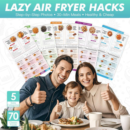 Magnetic Air Fryer Cheat Sheet, Cooking Guide Booklet,70 Illustrated Recipes & Cooking Gifts- Keto Air Fryer Cookbooks for Beginners- Instant Pot Air Fryers Accessories, Kitchen Gadgets