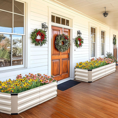 KING BIRD Raised Garden Bed Kit with Bottom 2025 Upgraded Galvanized Planter Garden Box Outdoor & Indoor for Gardening, Vegetables, Flowers, Beige, 70.8x23.6x11.8 in