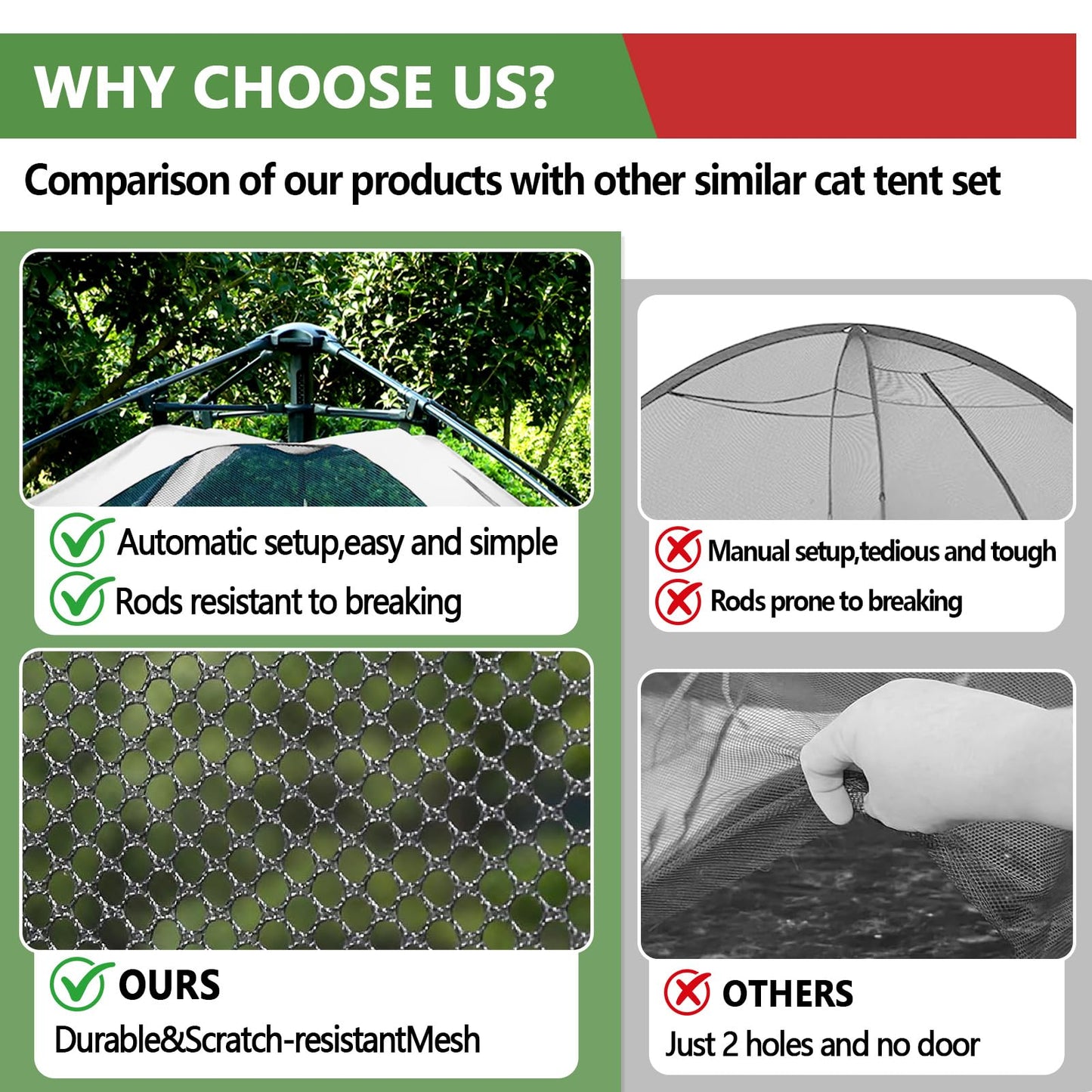 CypherX Extra Large Catio Outdoor Cat Enclosure, 3-Tier Cat Tents with Tunnels for Indoor Cats/Pop Up Cube, Cat Tower Playpen with 2 Tunnels and Tents, Portable Pet Playhouse for Outside, Patio(Grey)