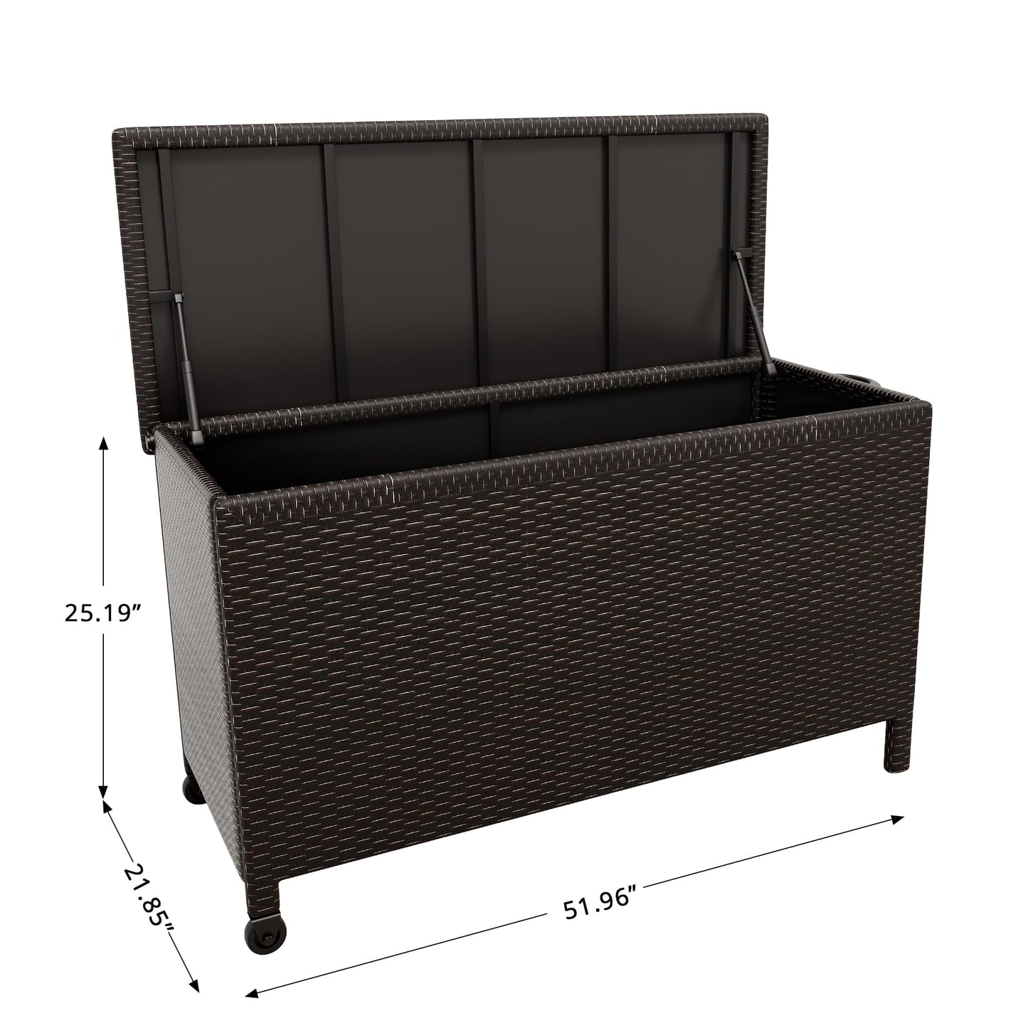 Large Deck Box Waterproof PE Rattan Outdoor Storage Box with Handles and Wheels, Storage Bin for Garden, Balcony, Porch, Pool, Yard (Brown, 125 Gallon)
