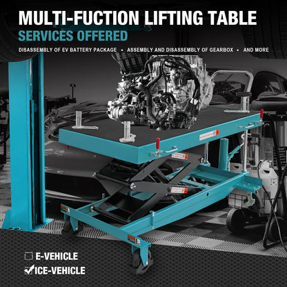 Big RED ATDP10001R Torin 1-Ton Battery Lift Table: Hydraulic Platform for Safe EV/Hybrid Battery Removal & Repair, Insulated Adjustable Tray, Dual Cylinder