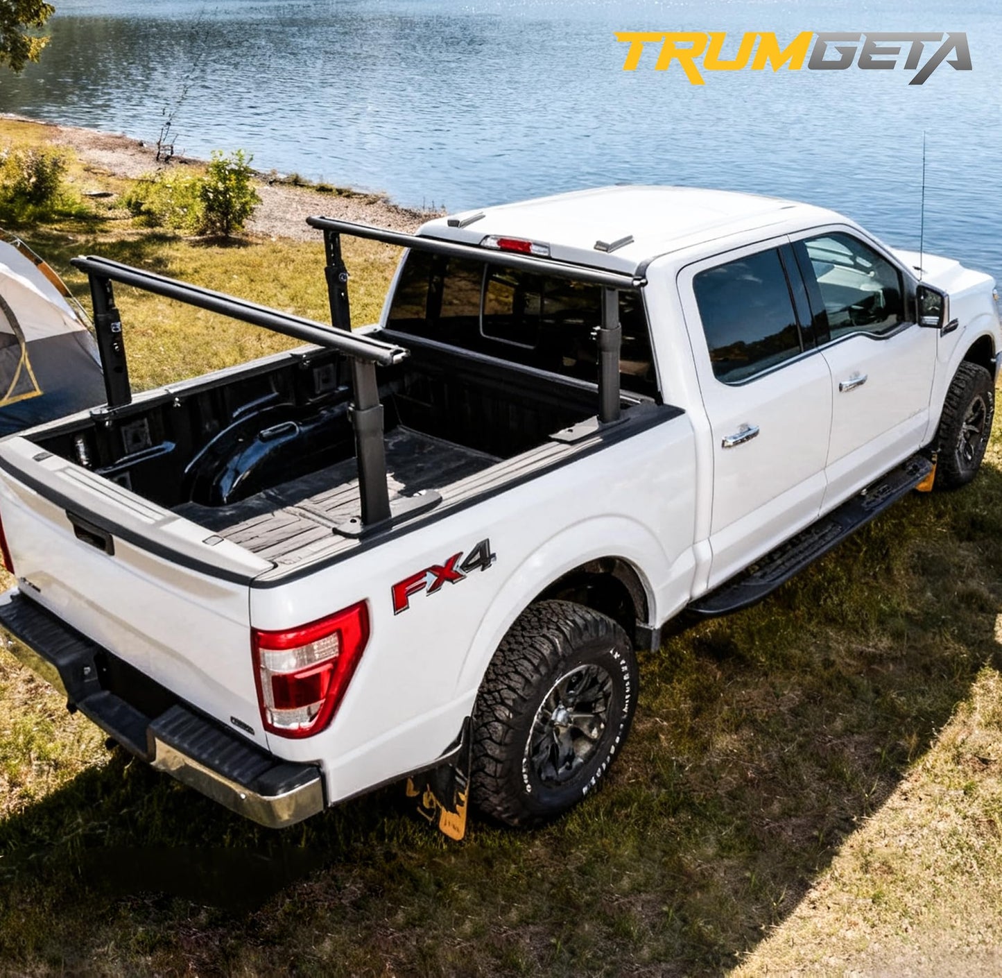 TRUMGETA Ladder Rack for Truck, 800 LBS Capacity Truck Bed Rack, 19"-25" Height-Adjustable Aluminum Truck Ladder Racks, Fit for Medium-Size Pickup Toyota Tacoma Jeep Gladiator with Bed Rail