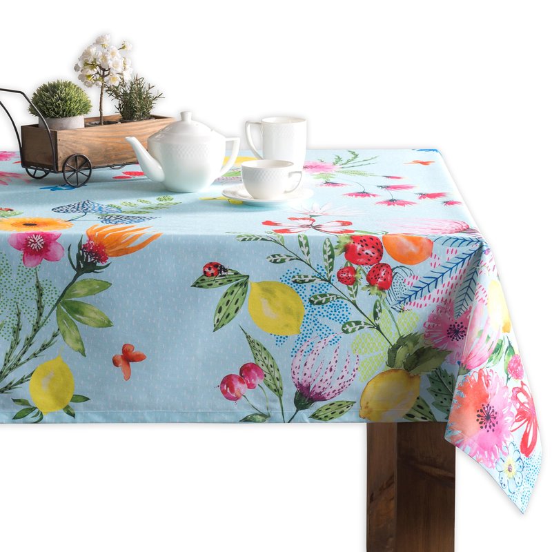 Maison d' Hermine Table Cloth Square Table 100% Cotton 60 x 60 Inches Tablecloth Reusable Decorative for Dining Kitchen Room Farmhouse Home Gifts for Mothers Day Spring Summer - Jardin D'Ete - Mint