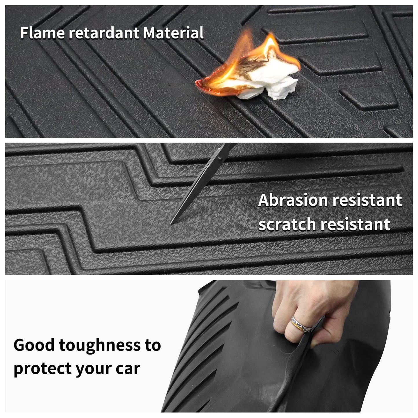 for 2018-2024 Ford Expedition/Lincoln Navigator 7 Seater Floor Mats 3 Row Trunk Cargo Liners Backrest Mat Full Set All Weather TPE Protection Mat Accessories (Only for 7 Seat,Not for MAX Or L)