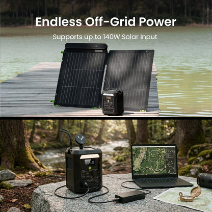 GEYOTO N300 Portable Power Station, 256Wh LifePO4 Battery,300W AC Outlets (500W P-Boost), 25W Wireless Charging, <10ms UPS Solar Generator for Camping Travel