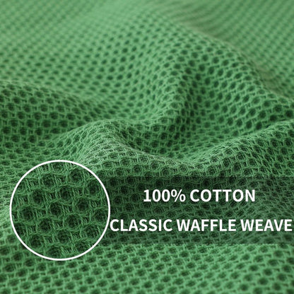 Homaxy 100% Cotton Waffle Weave Kitchen Dish Cloths, Ultra Soft Absorbent Quick Drying Dish Towels, 12 x 12 Inches, 12-Pack, Grass Green
