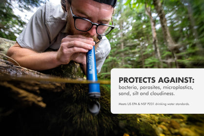 LifeStraw Personal — Water Filter for Hiking, Camping, Travel, and Emergency Preparedness, 1 Pack, Blue