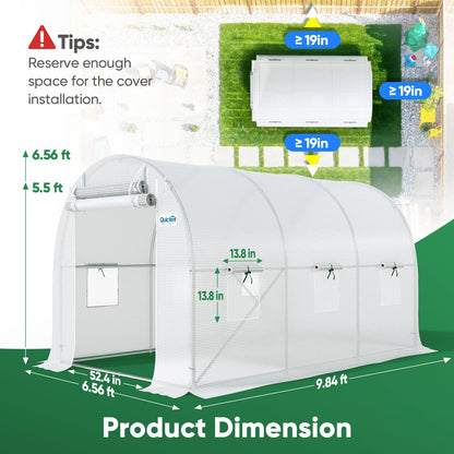 Quictent 10x7x7 FT Essential Greenhouse for Outdoors, Portable Walk-in Tunnel Hoop House with 6 Screen Windows & Zipper Door, Heavy Duty Frame for Garden Plant Vegetable, White