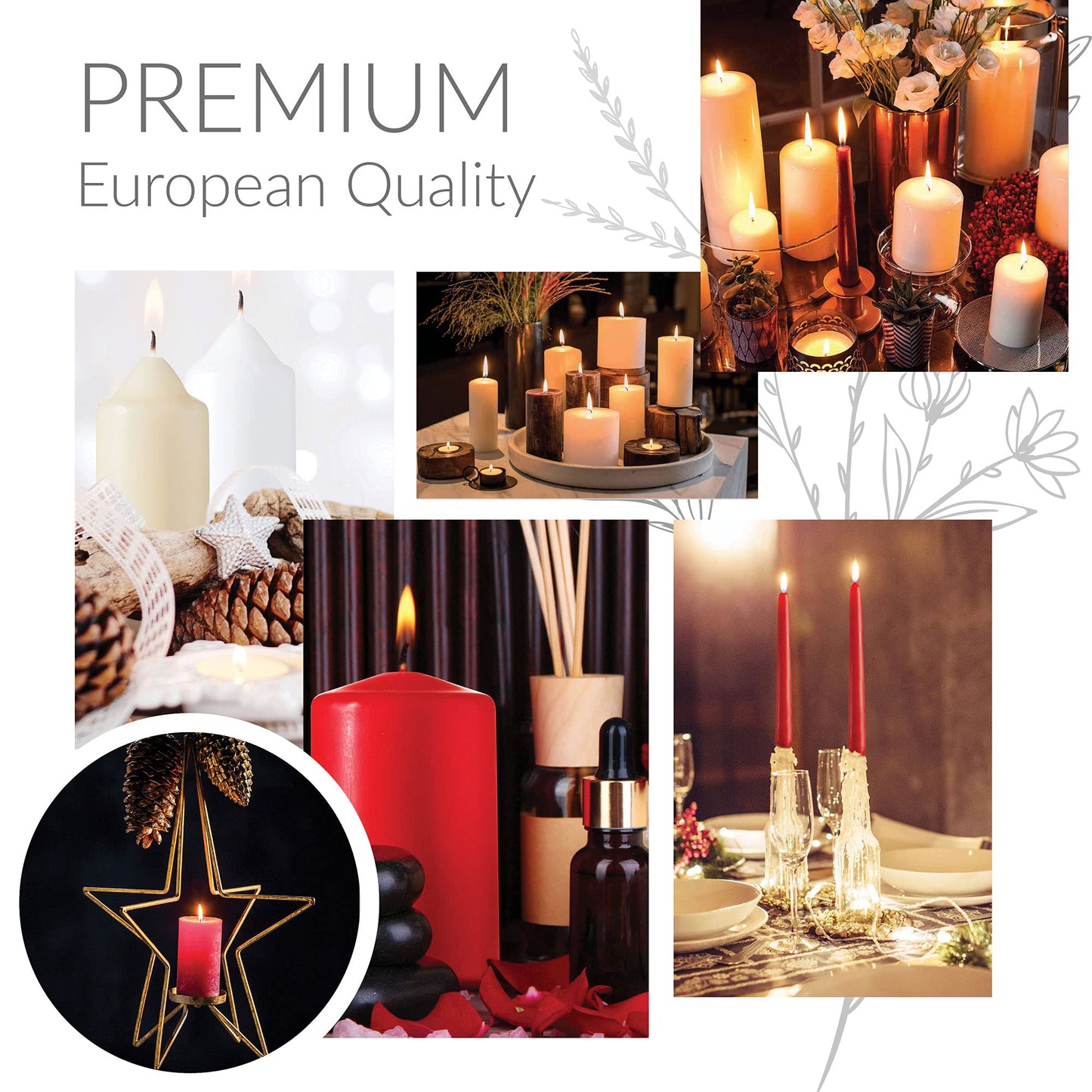 Tribello 6" Ivory Candlesticks - Pack of 8 Short Taper Candles - 5 Hour Long Burning Cream Candlesticks for Christmas, Holiday, Table Candles for Wedding, and Home Decoration
