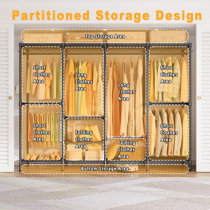ULIFHOME H41 Garment Rack Heavy Duty Clothes Rack, Clothing Racks for Hanging Clothes, Extra Large Freestanding Portable Closet Wardrobe Rack 78.5'' W × 15.8'' D × 76.4'' H, Max Load 1150 Lbs, Black