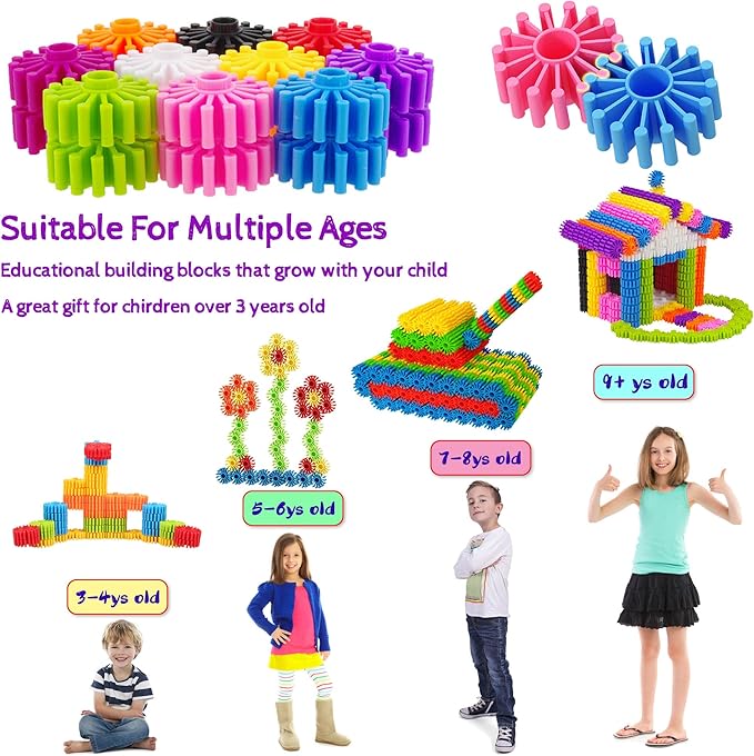 Gears Interlocking Learning Set STEM Construction Toy Set - Building Kids Toys 180 Pcs - 10 Colors