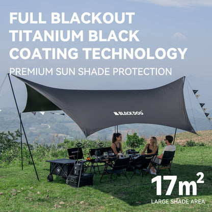 BlackDog Tent Tarp Hexagonal Arc-Shaped Canopy Star Curtain Crescent Moon