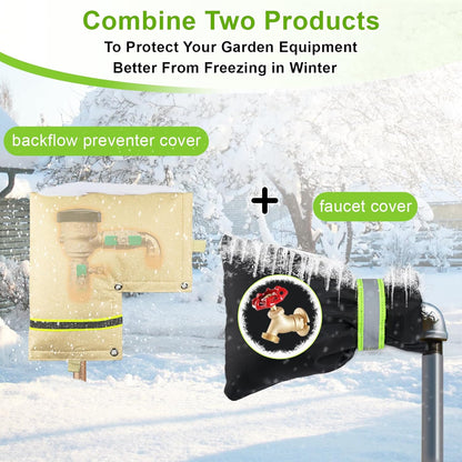 Skiennix Outdoor Backflow Preventer Cover - Insulated Pouch for Freeze Protection | Beige, 14”W X 13”H