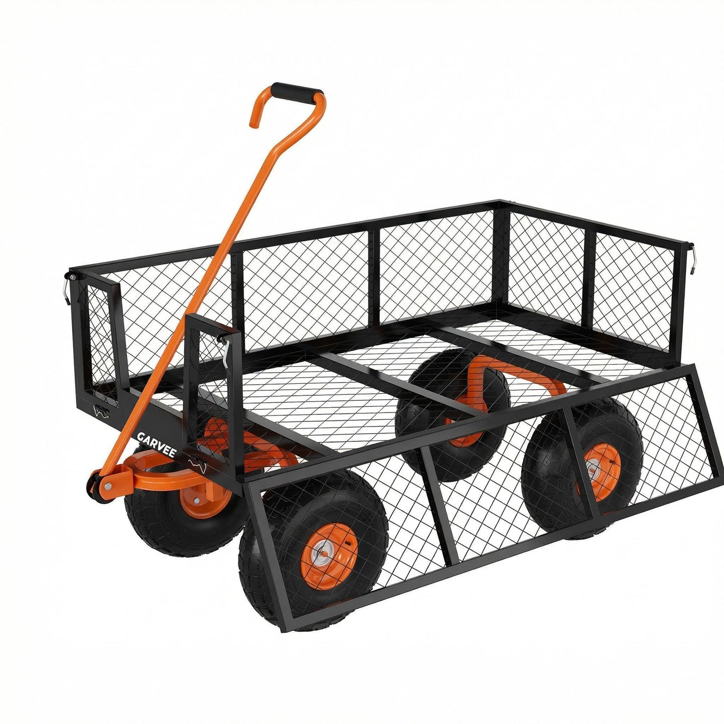 Garvee Steel Garden Cart, 500 LBS Capacity Utility Outdoor Wagon, Heavy Duty Mesh Garden Metal Wagon with Removable Sides, Flexible Handle and 10" Tires for Yard, Lawn, Garden