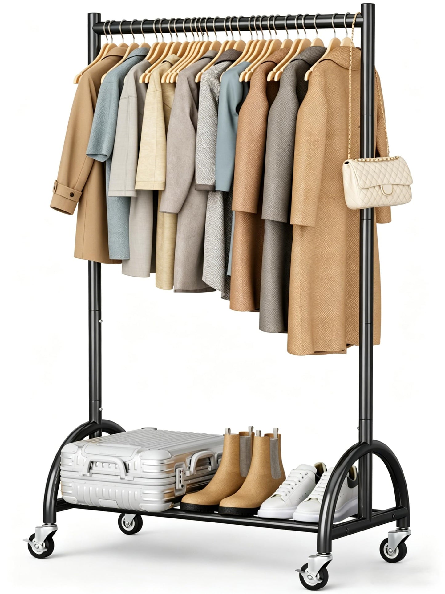 MISSLO Heavy Duty Clothes Rack and Rolling Clothes Racks for Hanging Clothes