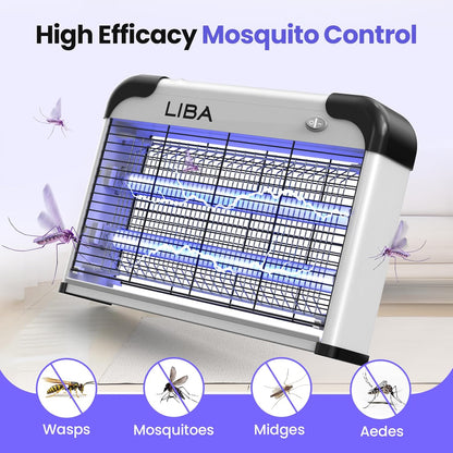 LiBa Electric Bug Zapper - Powerful 2800V Indoor Insect Killer with 2 Extra Replacement Bulbs | Easy-to-Clean Design